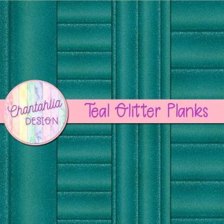 Free teal glitter planks digital papers