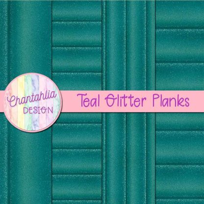 Free teal glitter planks digital papers