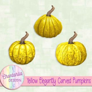 Free yellow elegantly carved pumpkins