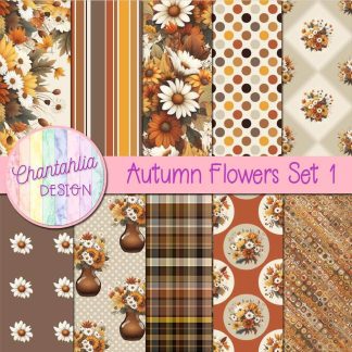 Free digital papers in an Autumn Flowers theme