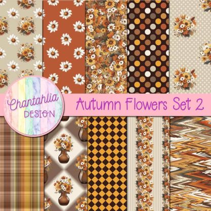 Free digital papers in an Autumn Flowers theme