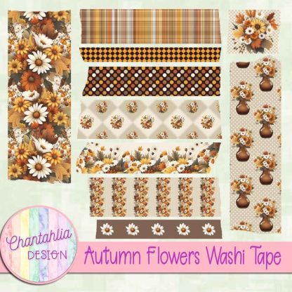 Free washi tape in an Autumn Flowers theme