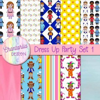 Free digital papers in a Dress Up Party theme