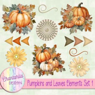 Free design elements in a Pumpkins and Leaves theme