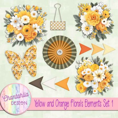 Free design elements in a Yellow and Orange Florals theme.