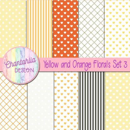 Free digital papers in a Yellow and Orange FLorals theme