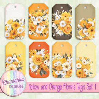 Free tags in a Yellow and Orange Florals theme