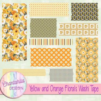 Free washi tape in a Yellow and Orange Florals theme