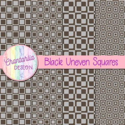 Free black uneven squares digital papers