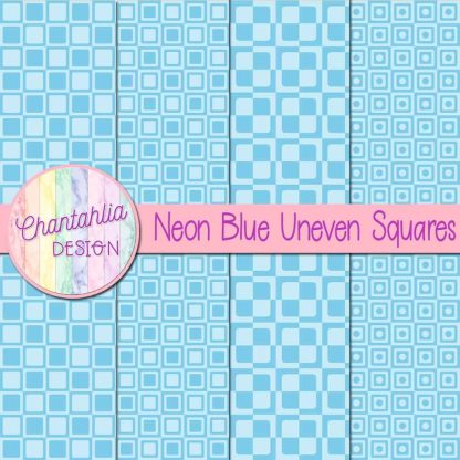 Free neon blue uneven squares digital papers