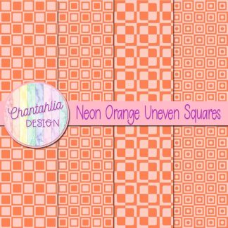Free neon orange uneven squares digital papers