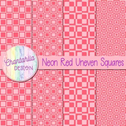 Free neon red uneven squares digital papers