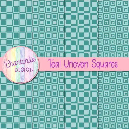 Free teal uneven squares digital papers