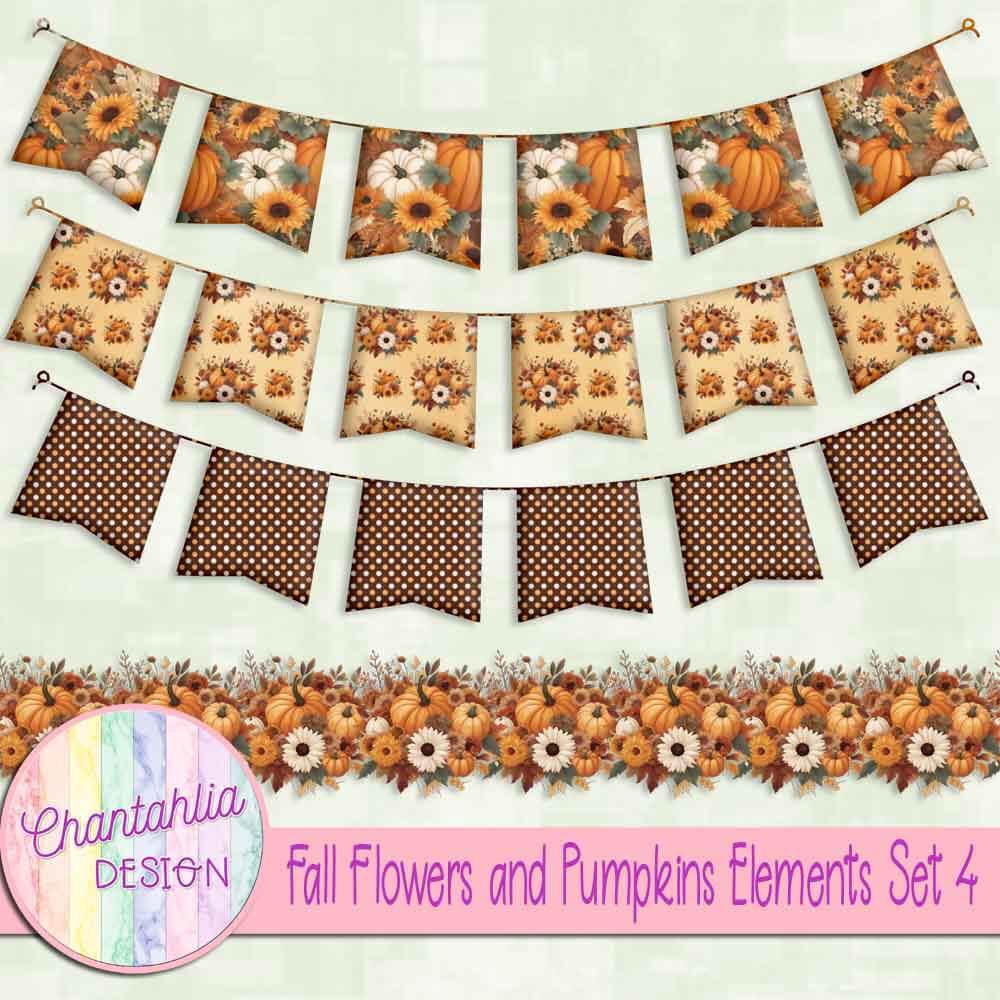 Free design elements in a Fall Flowers and Pumpkins theme