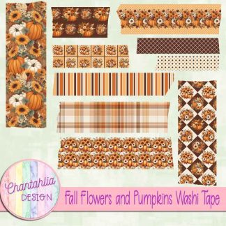 Free washi tape in a Fall Flowers and Pumpkins theme