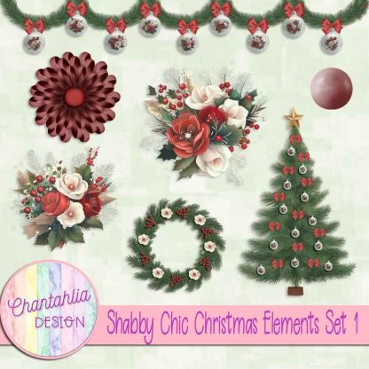 Free design elements in a Shabby Chic Christmas theme