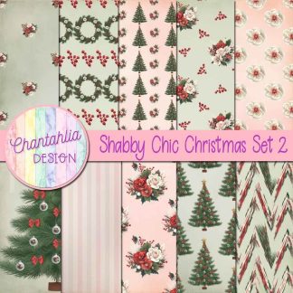 Free digital papers in a Shabby Chic Christmas theme