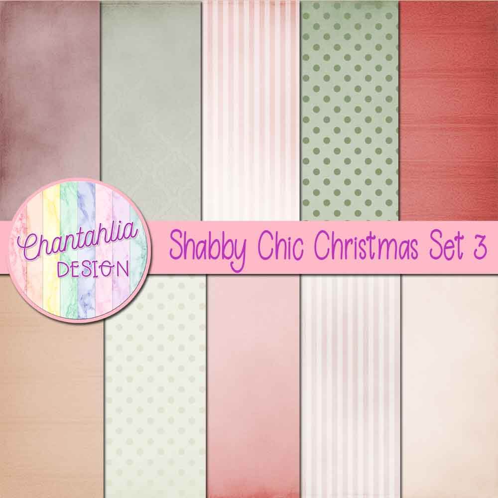 Digital Scrapbook Paper - Boho Shabby Chic Pink Christmas