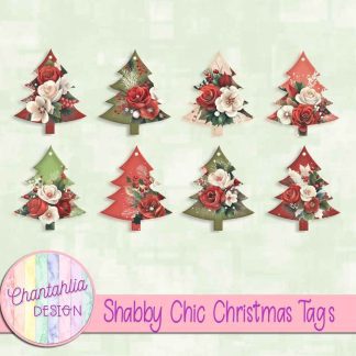 Free Christmas tree tags in a Shabby Chic Christmas theme