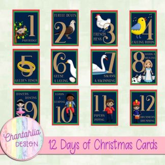 Free cards in a 12 Days of Christmas theme
