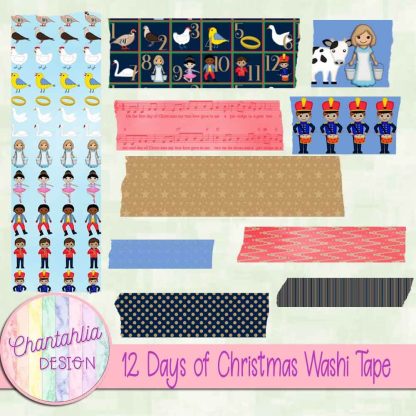 Free washi tape in a 12 Days of Christmas theme