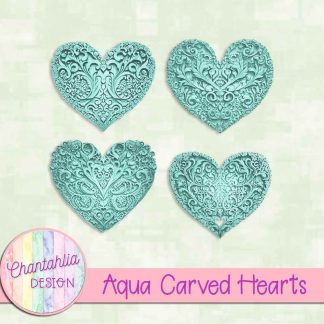 Free aqua carved hearts