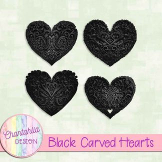 Free black carved hearts