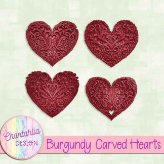 Free burgundy carved hearts