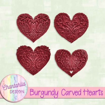 Free burgundy carved hearts