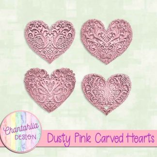 Free dusty pink carved hearts
