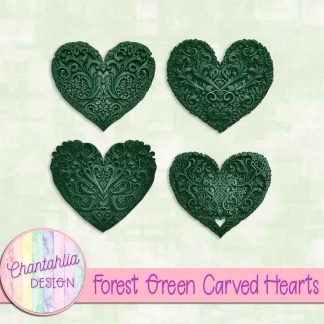 Free forest green carved hearts