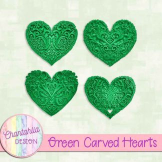 Free green carved hearts