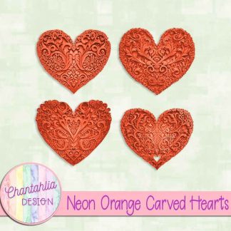 Free neon orange carved hearts