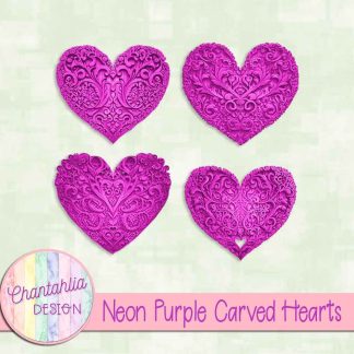 Free neon purple carved hearts