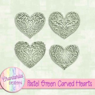 Free pastel green carved hearts