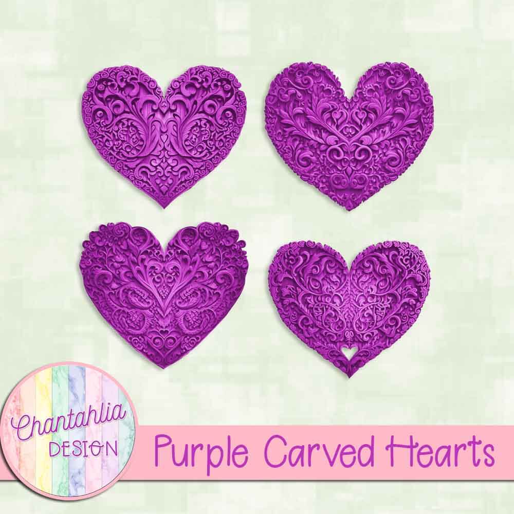 Purple Carved Hearts - Chantahlia Design
