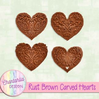 Free rust brown carved hearts