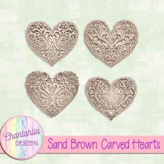 Free sand brown carved hearts