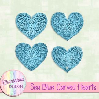 Free sea blue carved hearts