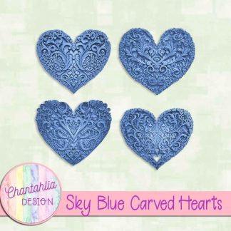 Free sky blue carved hearts