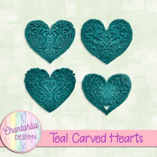 Free teal carved hearts