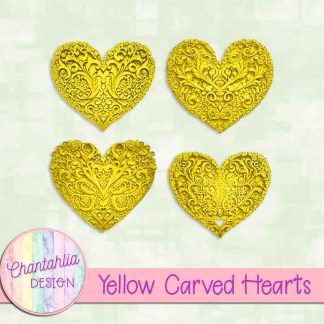 Free yellow carved hearts