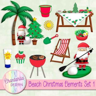 Free design elements in a Beach Christmas theme