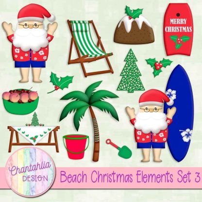 Free design elements in a Beach Christmas theme