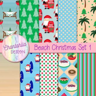 Free digital papers in a Beach Christmas theme