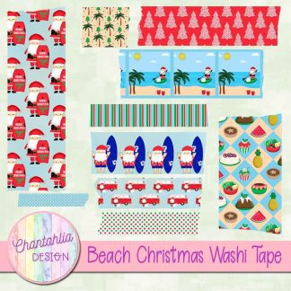 Free washi tape in a Beach Christmas theme