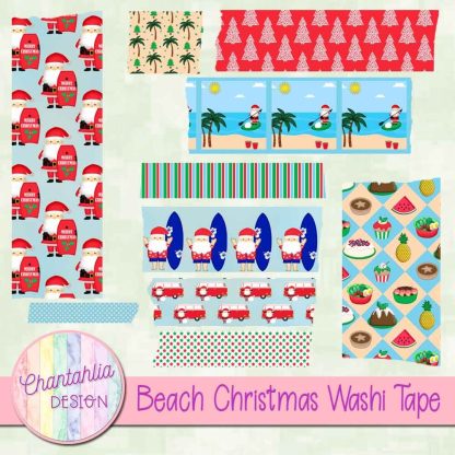 Free washi tape in a Beach Christmas theme