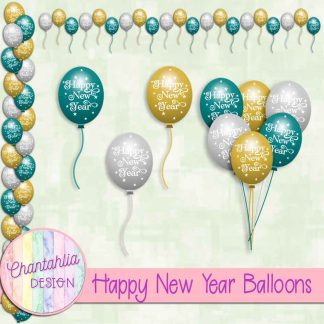 Free balloon design elements in a Happy New Year theme