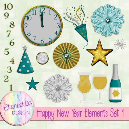 Free design elements in a Happy New Year theme