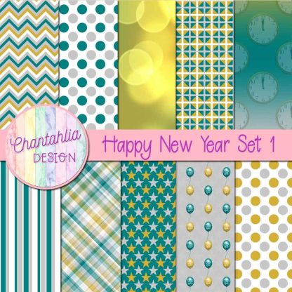 Free digital papers in a Happy New Year theme